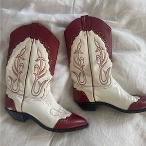 Vintage Women's Red and White Western Boots